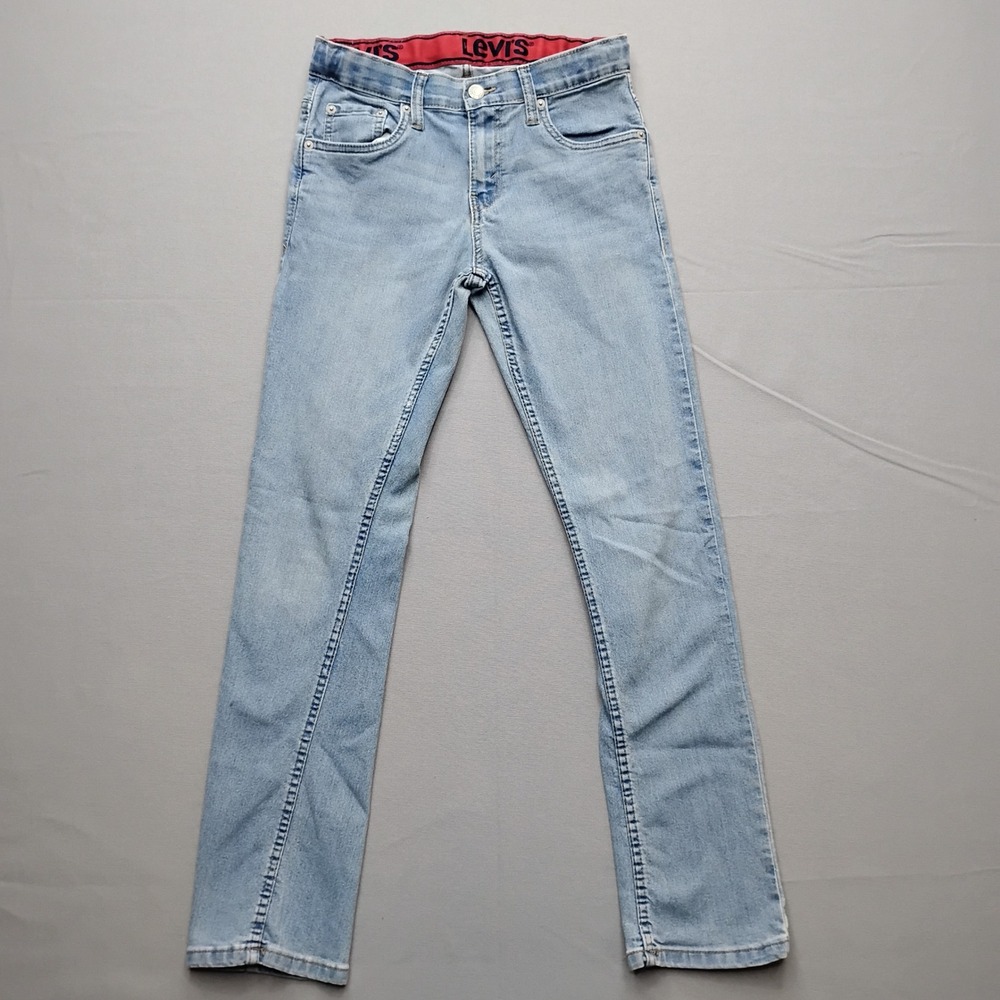 Levis 511‎ Slim Fit Jeans Kids Size 14 Light Wash Denim Red Logo Waistband